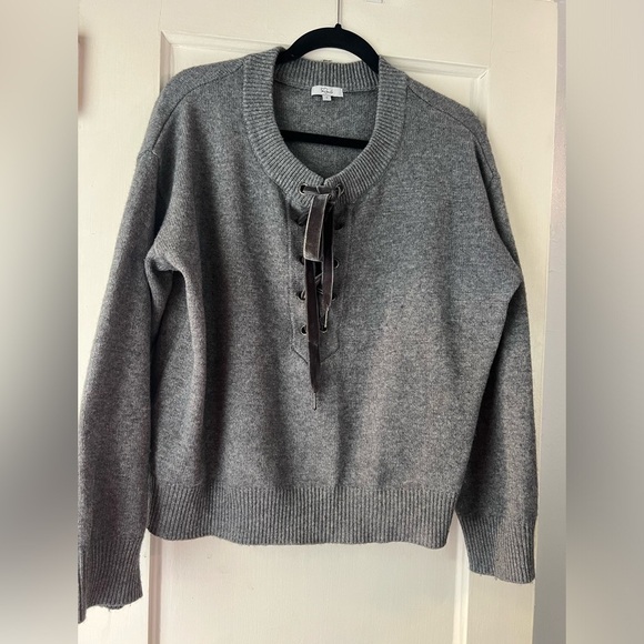 Rails Olivia Wool & Cashmere Charcoal Lace Up Sweater S - Picture 7 of 11